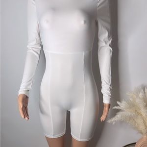 Long Sleeve Romper - White